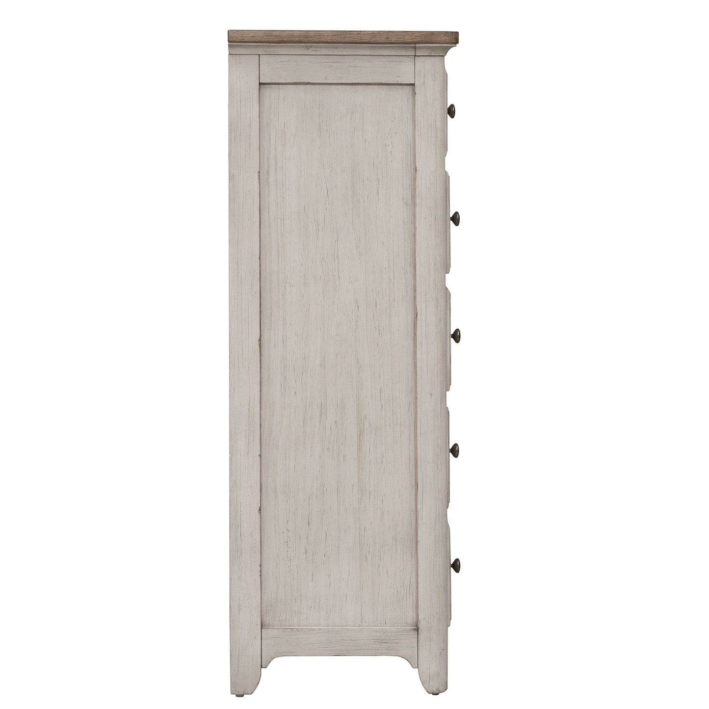 Farmhouse Reimagined - 5 Drawer Chest - Antique White / Chestnut Tops