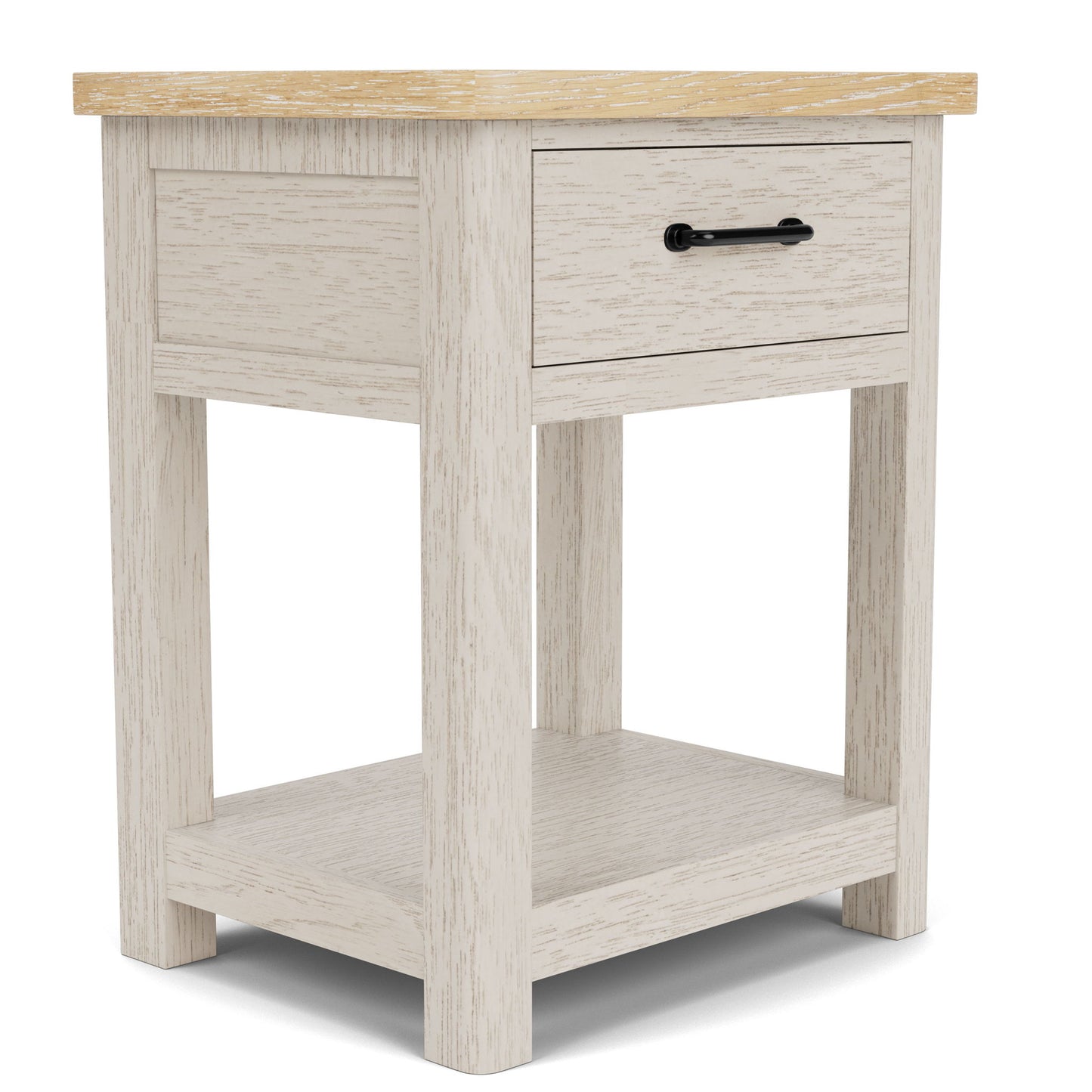 Glenndale - One Drawer Nightstand - Aged White / Wheat