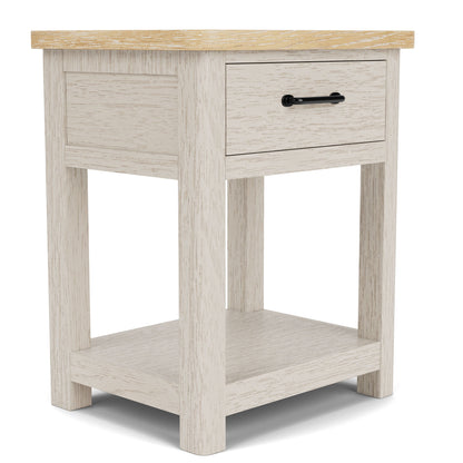 Glenndale - One Drawer Nightstand - Aged White / Wheat