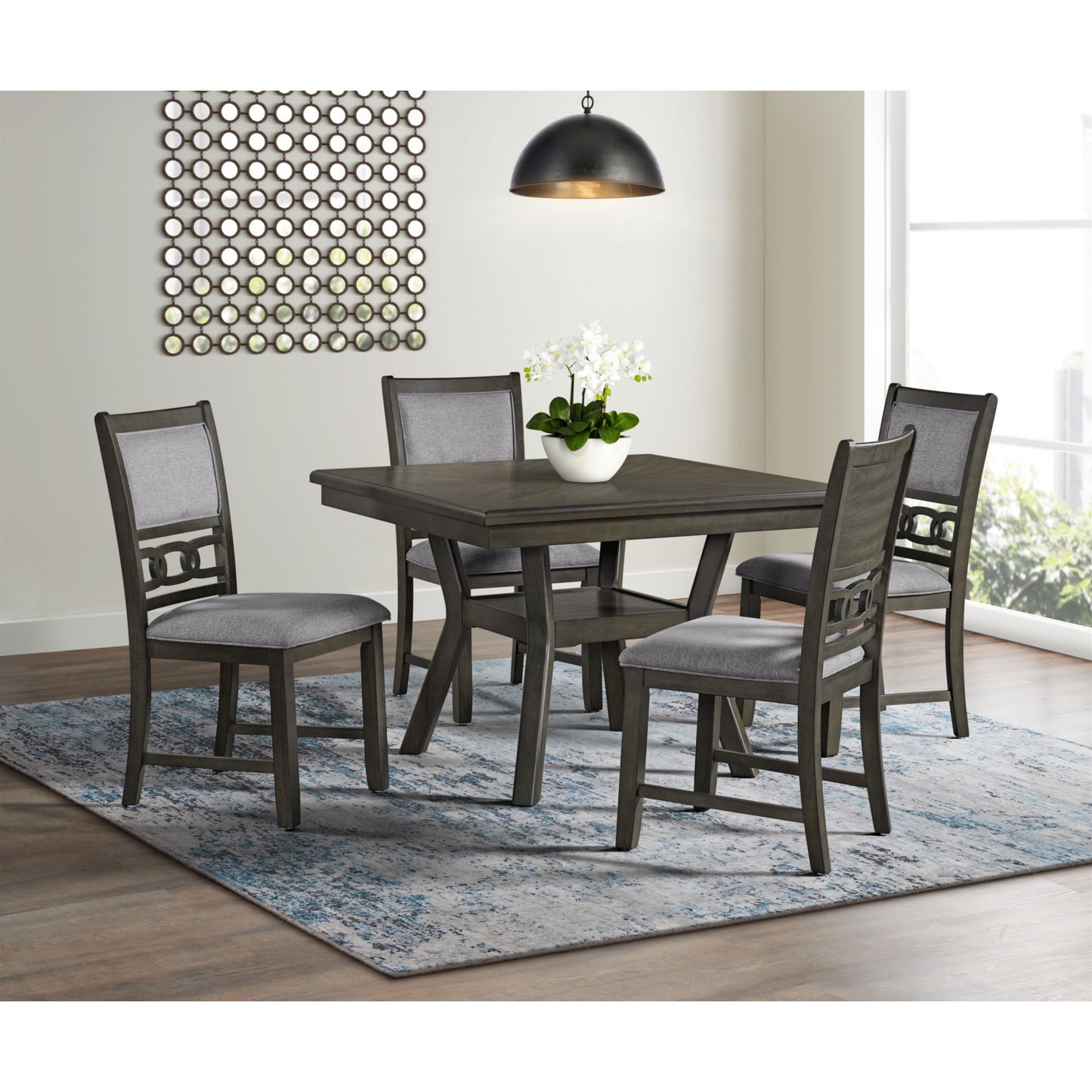 Amherst - Dining Side Chair With Fabric Cushion Side Stretcher (Set of 2) - Gray Finish