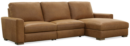 MS - Optimus Three-Seat Power Sectional - Light Brown