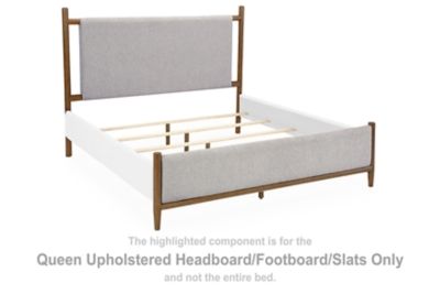 Lyncott - Queen Upholstered Headboard/Footboard/Slats - Gray / Brown