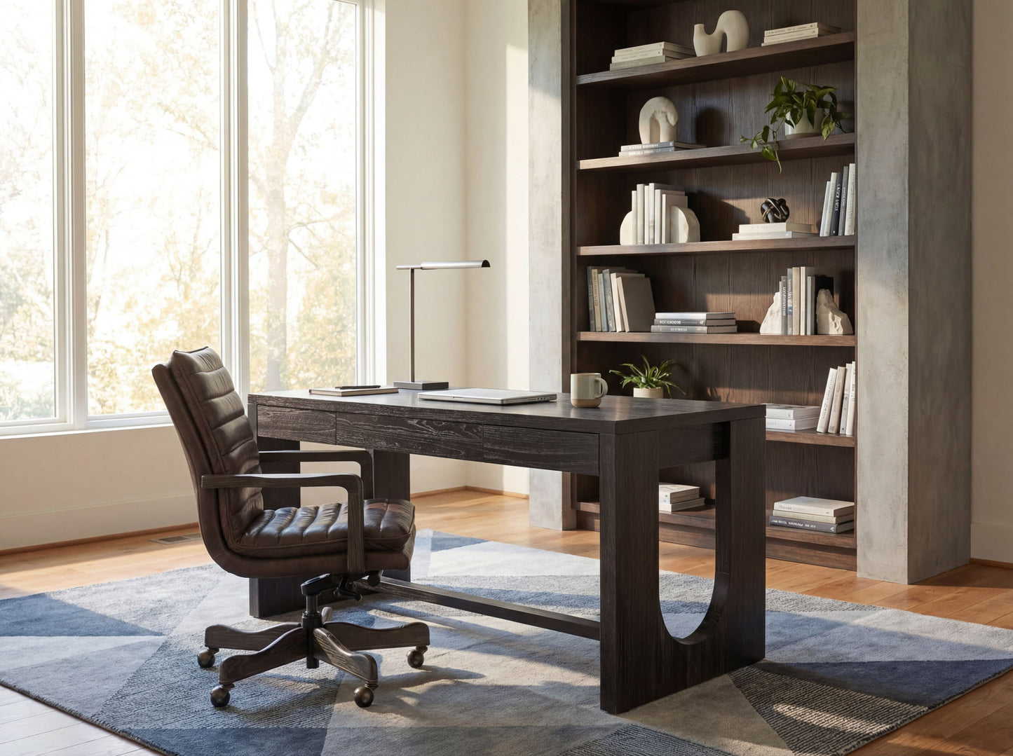 EC - Langston Executive Swivel Tilt Chair With Metal Base - Dark Brown