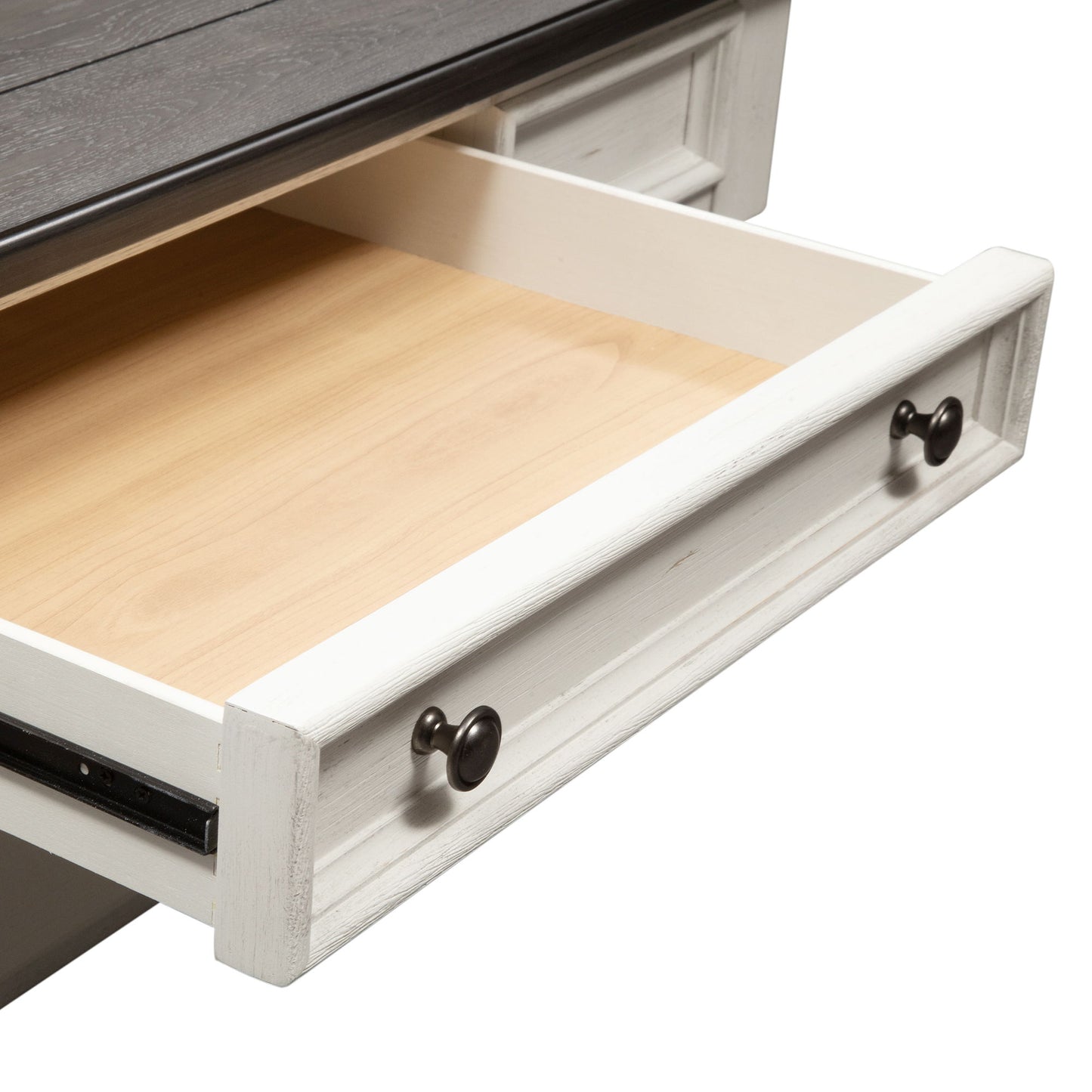 Allyson Park - Rectangular Cocktail Table - Wirebrushed White / Charcoal