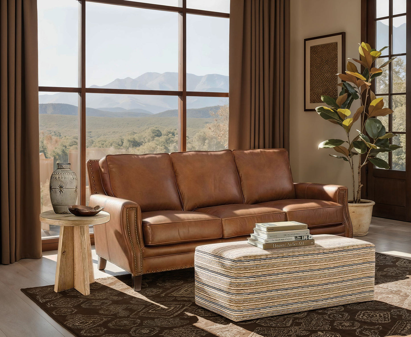 SS - Exton Stationary Sofa - Light Brown