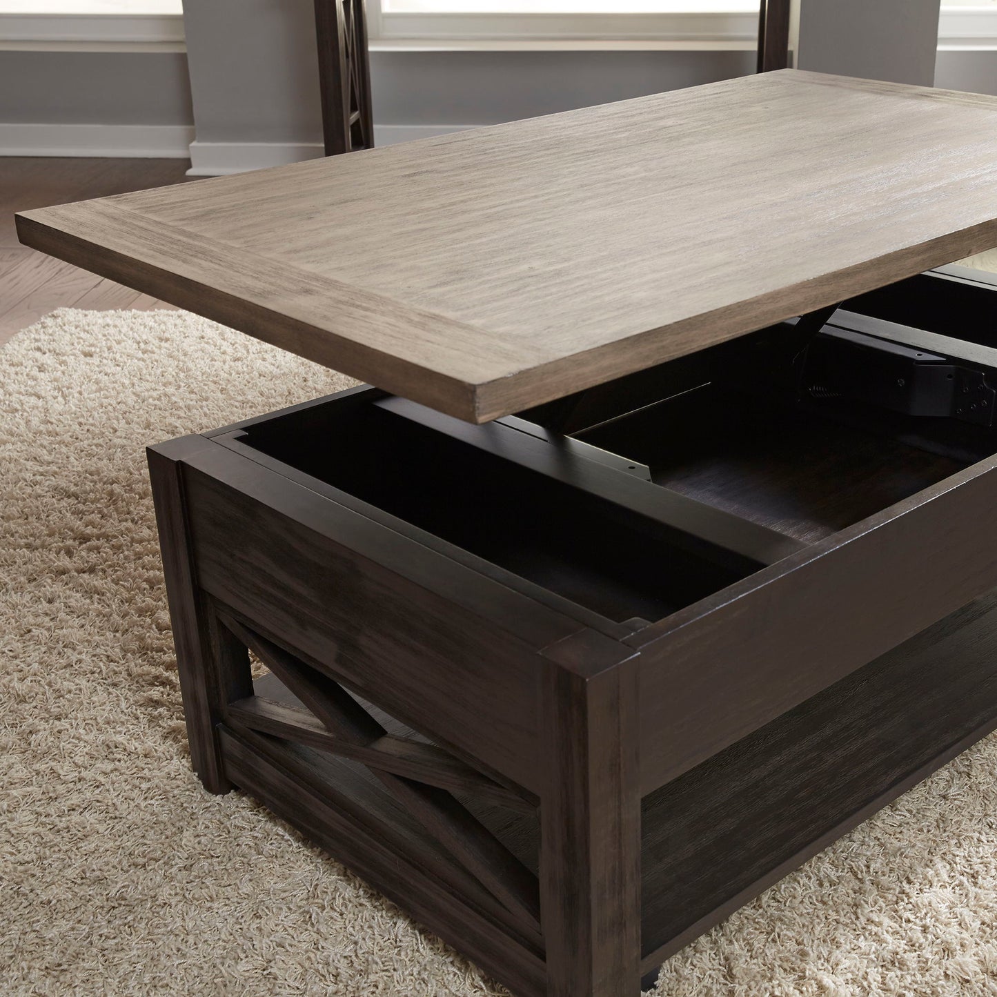 Heatherbrook - 3 Piece Table Set (1 Lift Top Cocktail 2 End Tables) - Charcoal & Ash