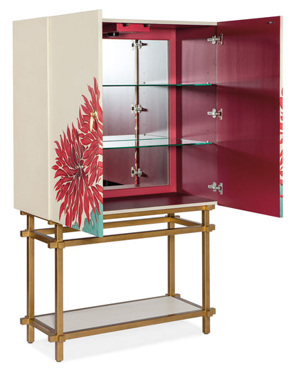 Melange - Patrisha Bar Cabinet - Beige / Red