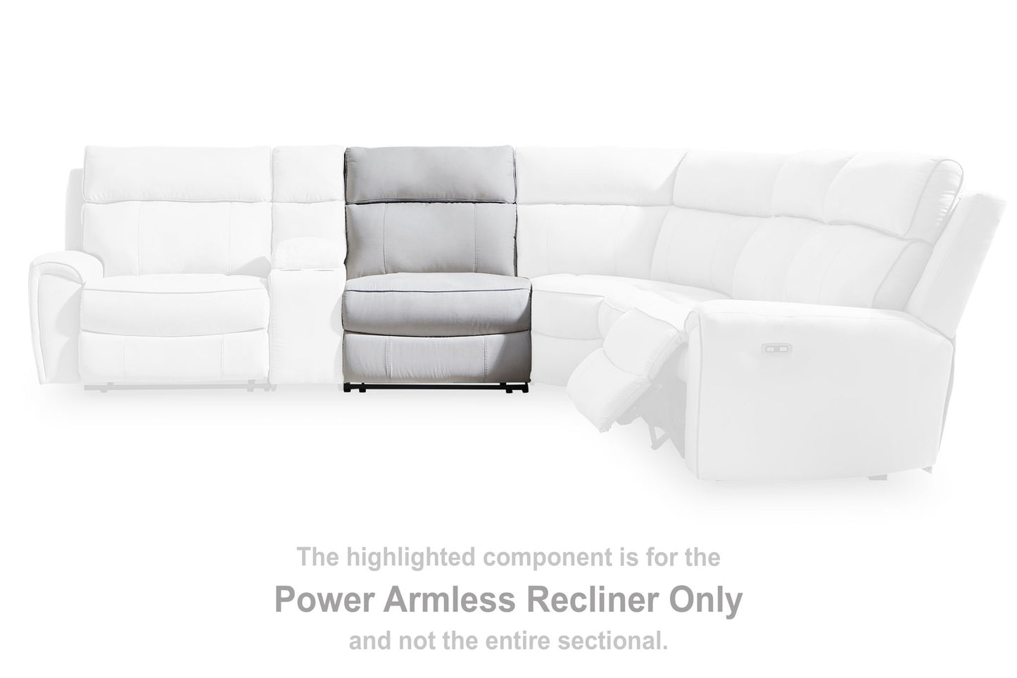 Social Pointe - Power Armless Recliner With Adjustable Headrest - Pearl / Ash