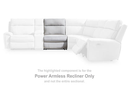 Social Pointe - Power Armless Recliner With Adjustable Headrest - Pearl / Ash