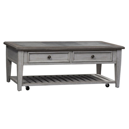 Heartland - 3 Piece Table Set - Antique White / Tobacco Tops