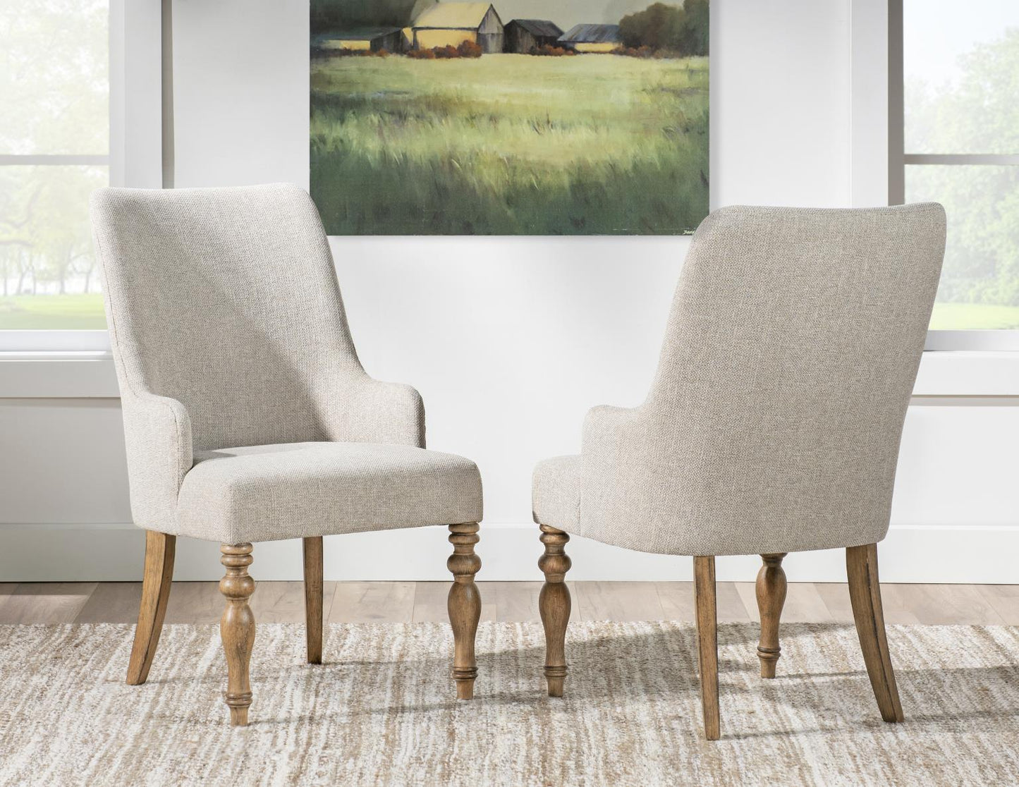 Vintage Market - Upholstered Arm Chair (Set of 2) - Barnwood Oak