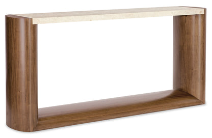 Eleana - Marble Top Console Table - Medium Wood / Beige