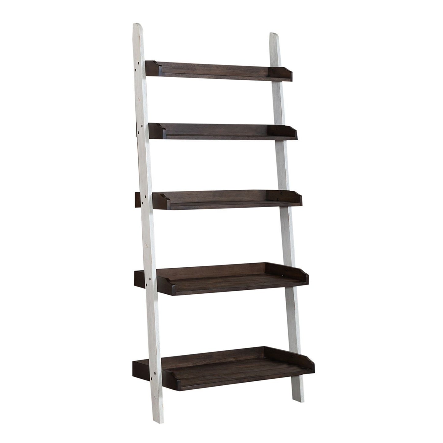 Farmhouse - Leaning Bookcase - Two Tone White / Wood Tone