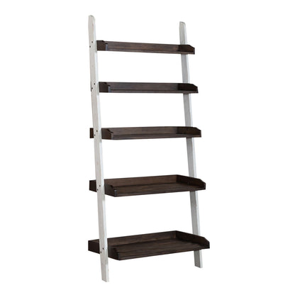 Farmhouse - Leaning Bookcase - Two Tone White / Wood Tone