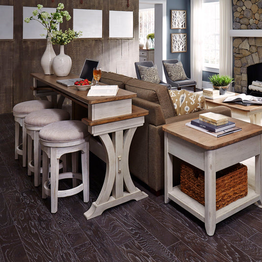 Farmhouse Reimagined - 4 Piece Dining Room Set - Antique White / Chestnut Tops