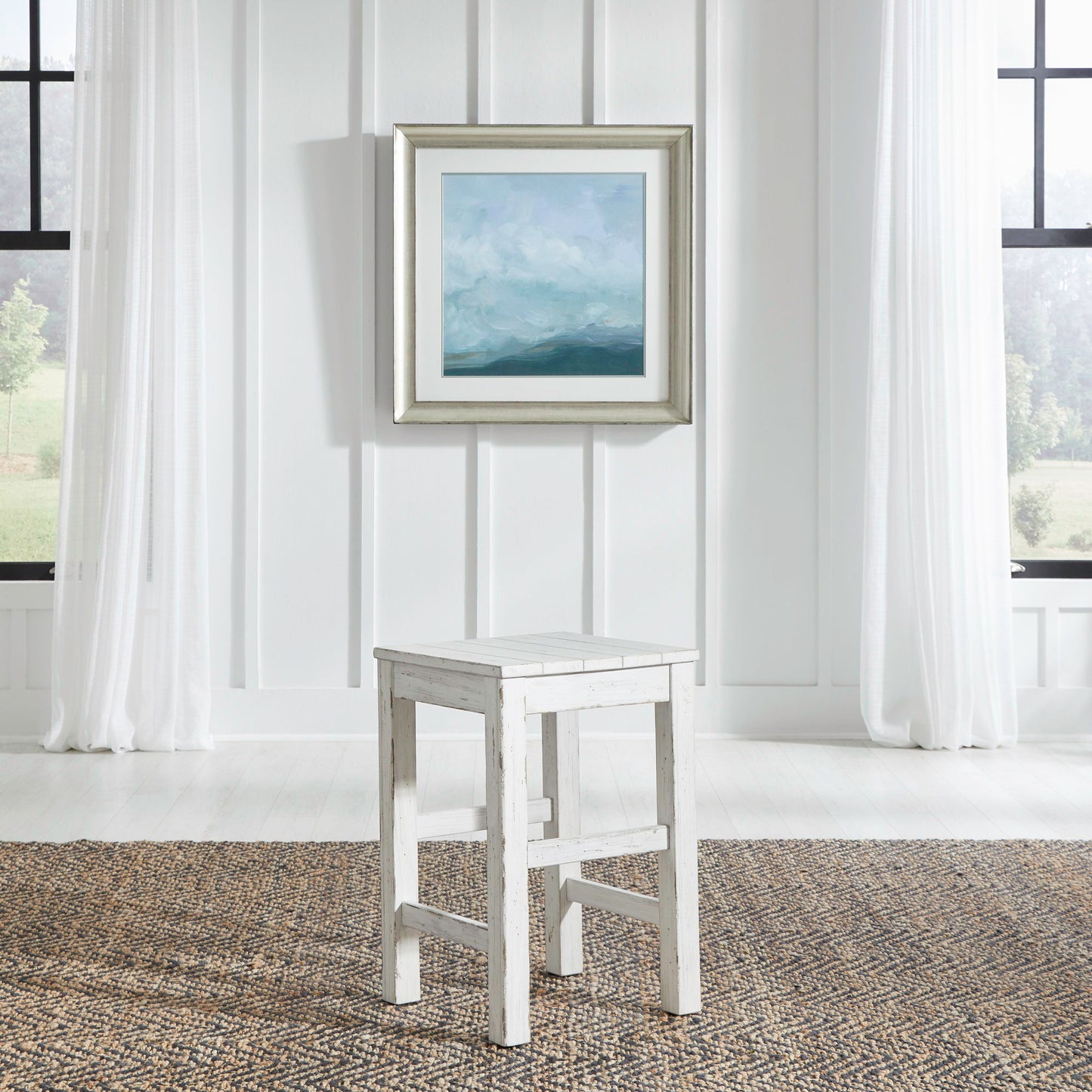 River Place - Console Stool - Riverstone White & Tobacco
