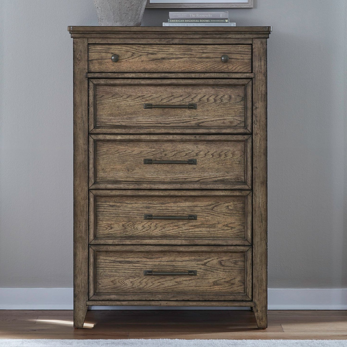 Carolina Park - 5 Drawer Chest - Amber Brown