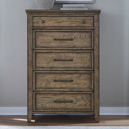 Carolina Park - 5 Drawer Chest - Amber Brown