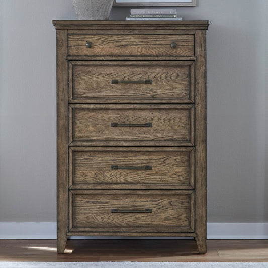 Carolina Park - 5 Drawer Chest - Amber Brown