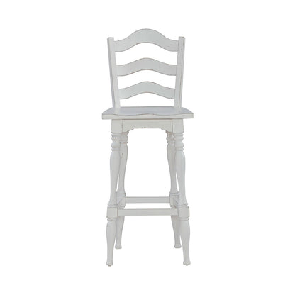 Magnolia Manor - Ladderback Swivel Bar Stool - Antique White