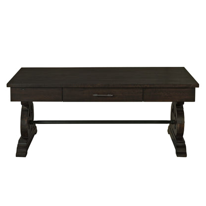Stone - Coffee Table With PU Base - Dark Walnut