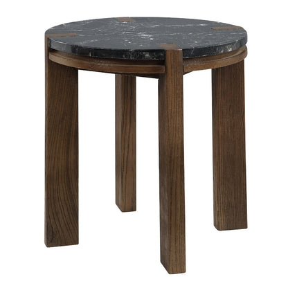 Estella - End Table With Natural Marble Top - Black Top & Walnut