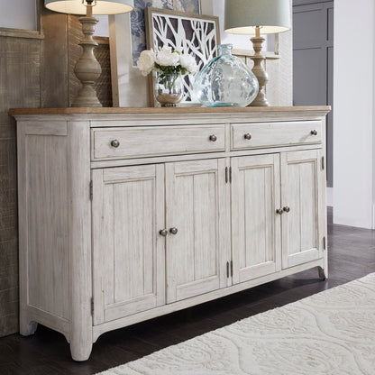 Farmhouse Reimagined - Server - Antique White / Chestnut Tops