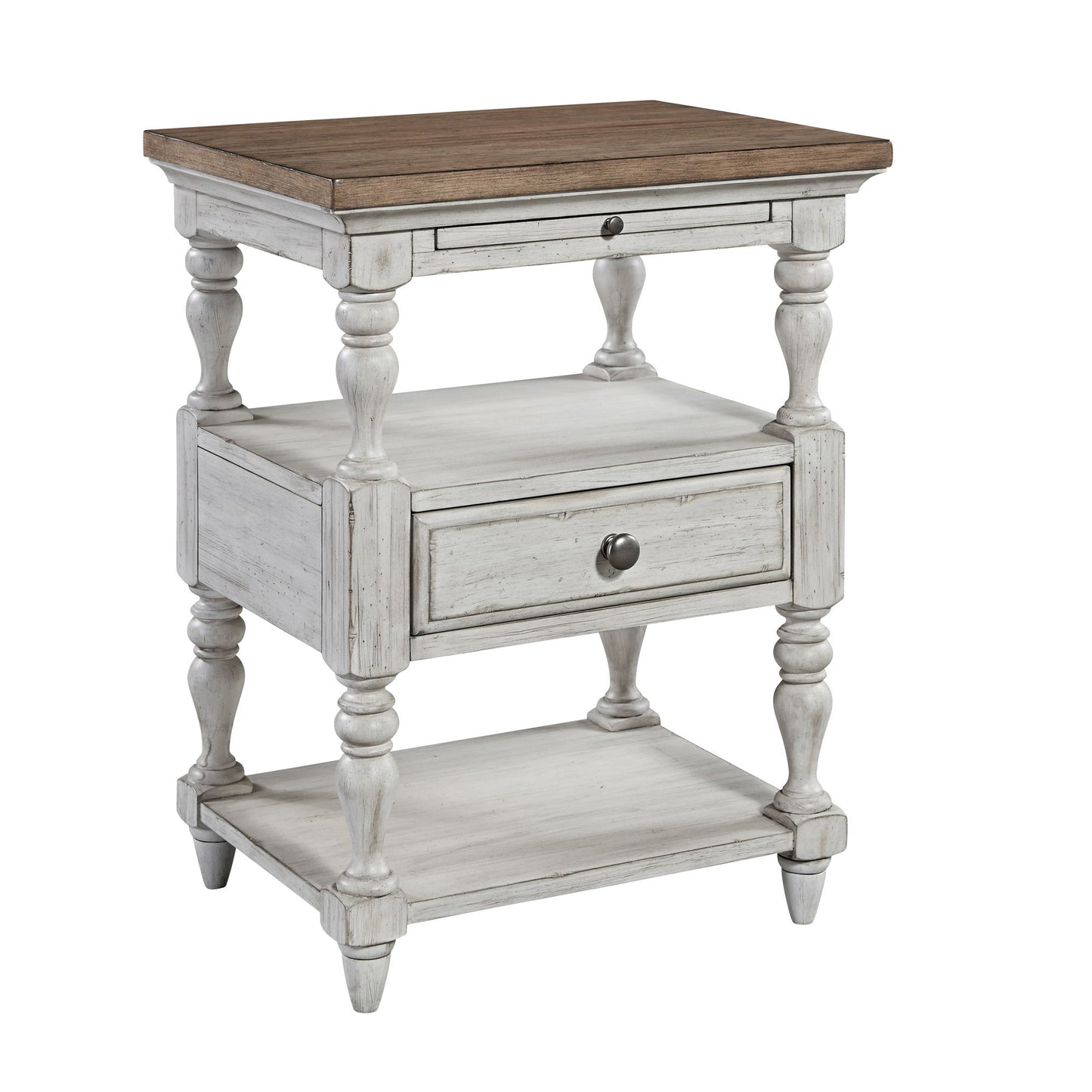 Farmhouse Reimagined - 1 Drawer Nightstand - Antique White / Chestnut Tops