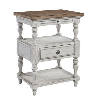 Farmhouse Reimagined - 1 Drawer Nightstand - Antique White / Chestnut Tops