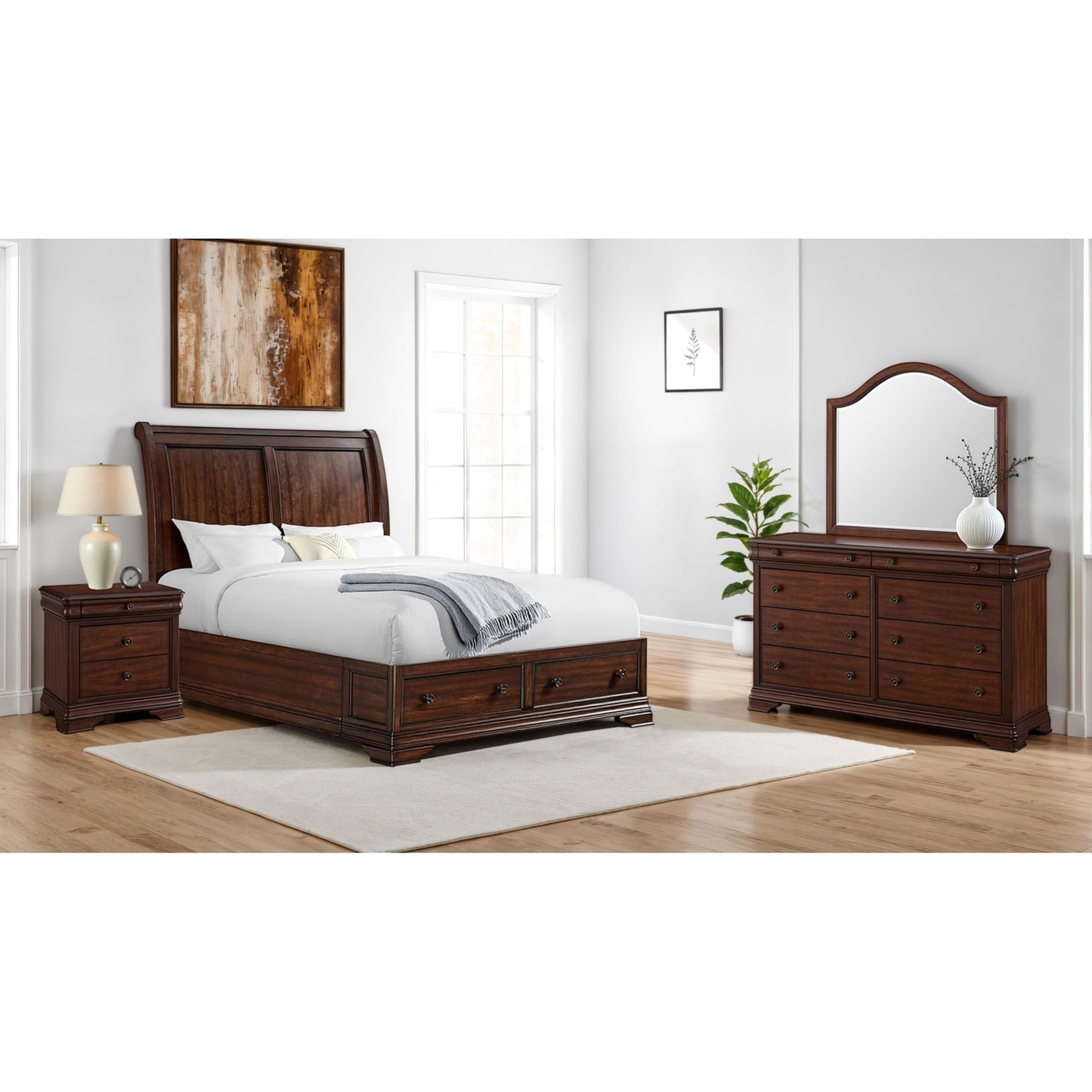 Phillipe - 3-Drawer Nightstand With USB - Cherry