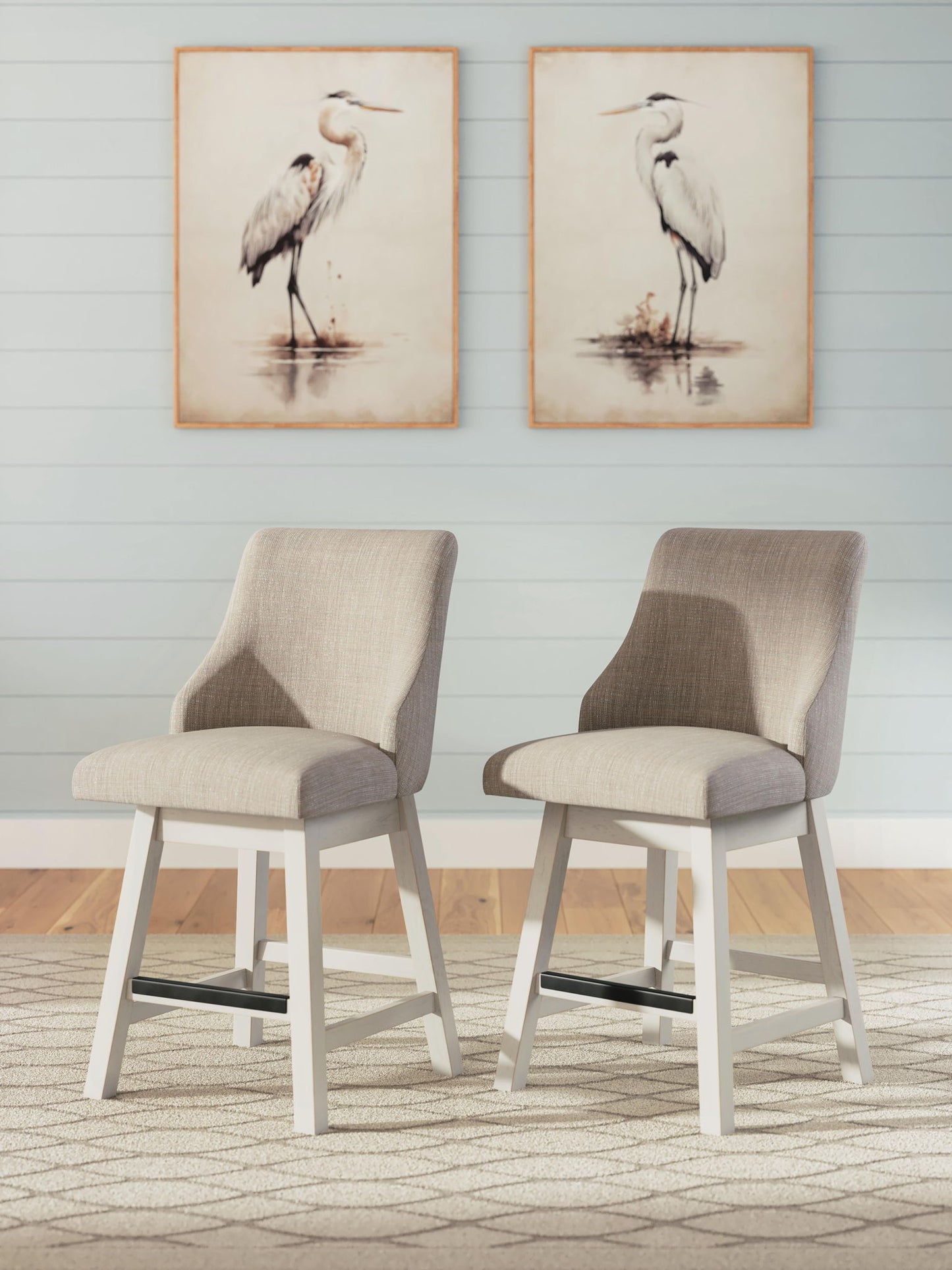 Robbinsdale - Upholstered Swivel Curved Back Barstool (Set of 2) - Antique White