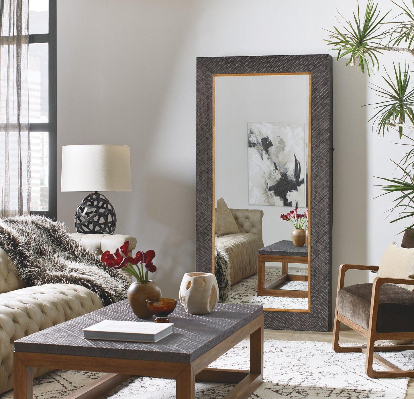 Big Sky - Floor Mirror With Jewelry Storage - Dark Gray