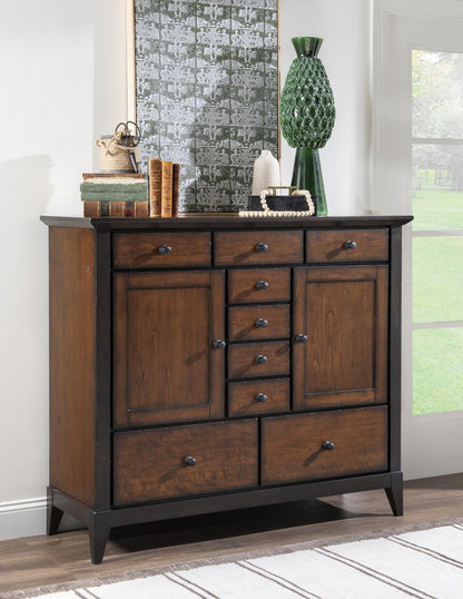 Fenmore - Door Drawer Chest - Mocha And Distressed Cherry