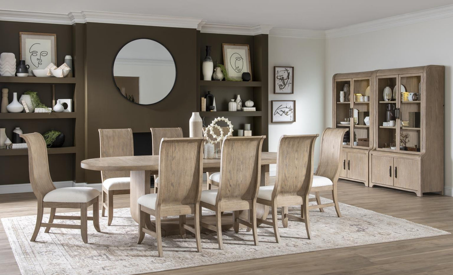 Flow - Complete Oval Dining Table - Sandstone