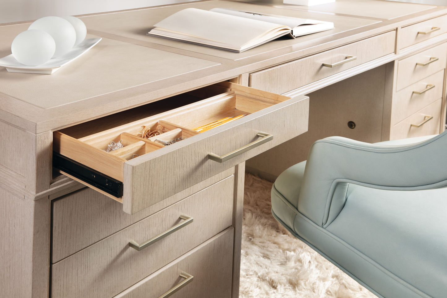 Home Office - Executive Desk - Polished Limestone