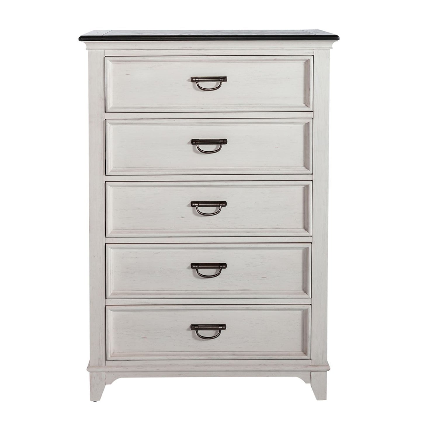 Allyson Park - 5 Drawer Chest - Wirebrushed White / Charcoal