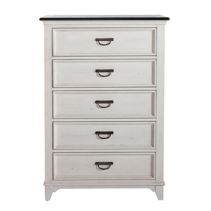 Allyson Park - 5 Drawer Chest - Wirebrushed White / Charcoal