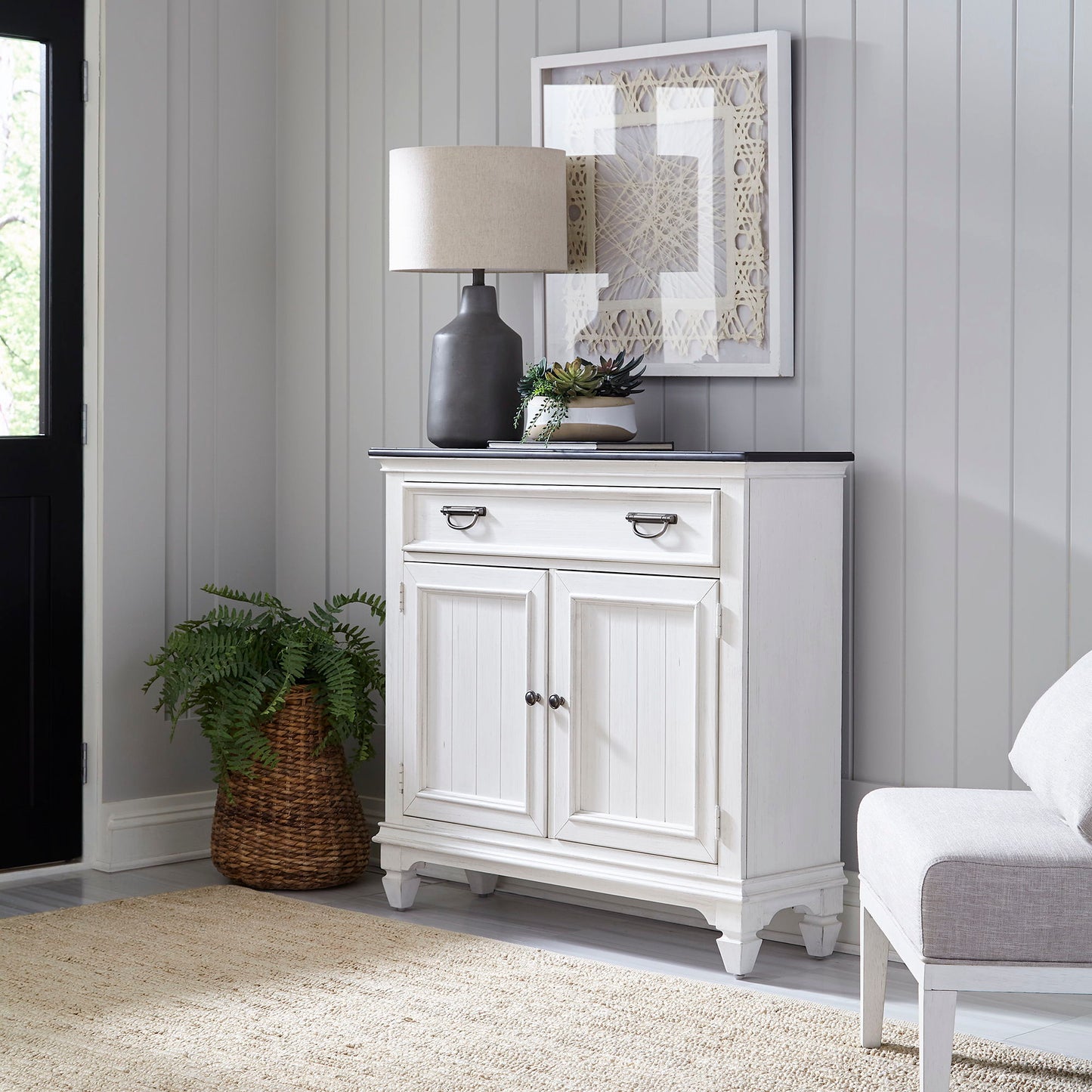 Allyson Park - Accent Hall Console - Wirebrushed White / Charcoal
