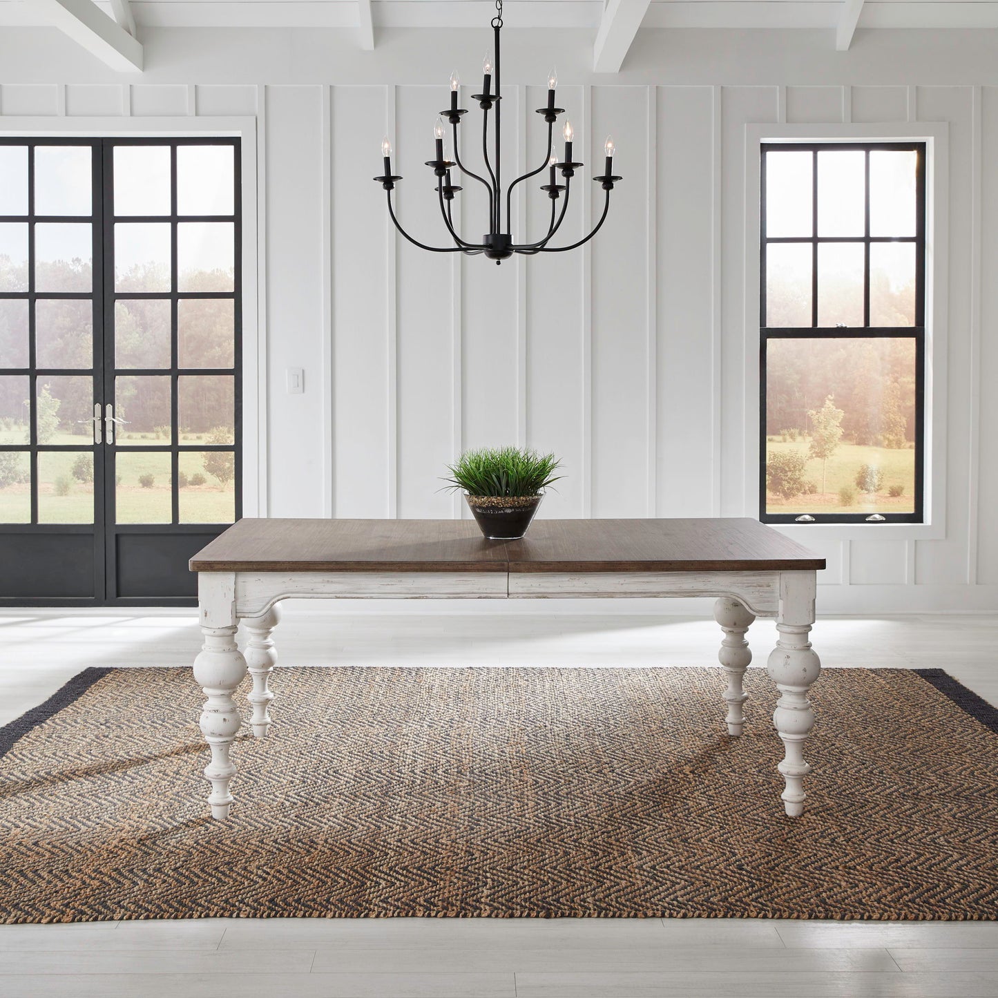 River Place - Rectangular Leg Table - Riverstone White & Tobacco