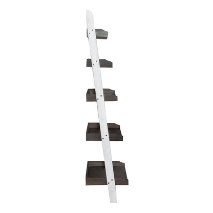 Farmhouse - Leaning Bookcase - Two Tone White / Wood Tone