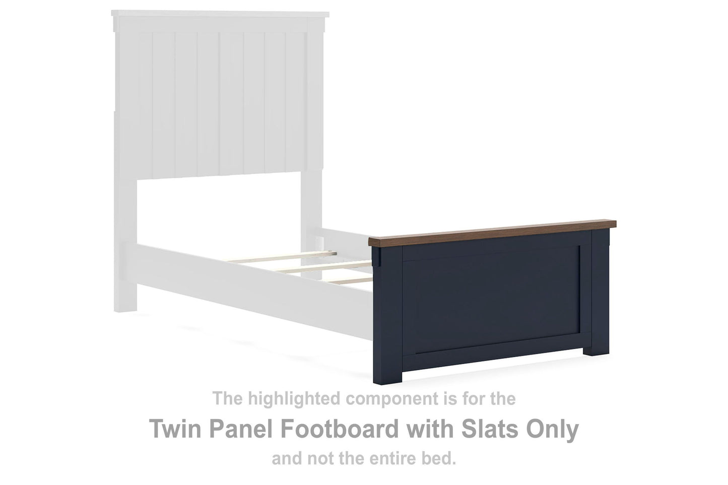 Landocken - Twin Panel Footboard With Slats - Brown / Blue