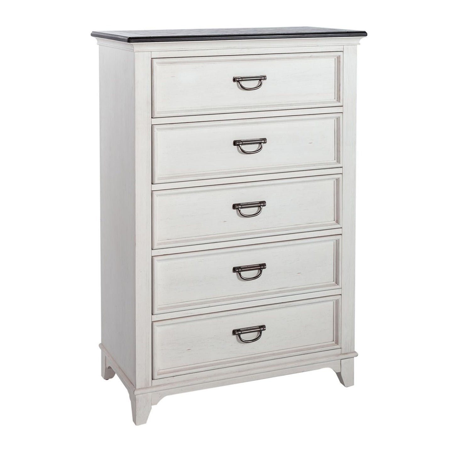 Allyson Park - 5 Drawer Chest - Wirebrushed White / Charcoal