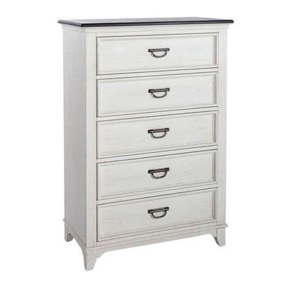Allyson Park - 5 Drawer Chest - Wirebrushed White / Charcoal