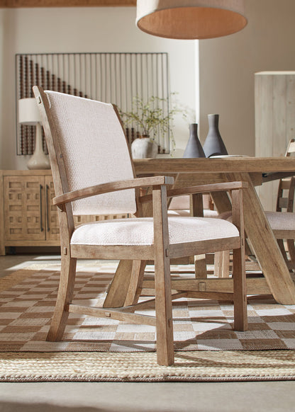 Vineyard Row - Post Back Upholstered Arm Chair (Set of 2) - Beige / Light Brown