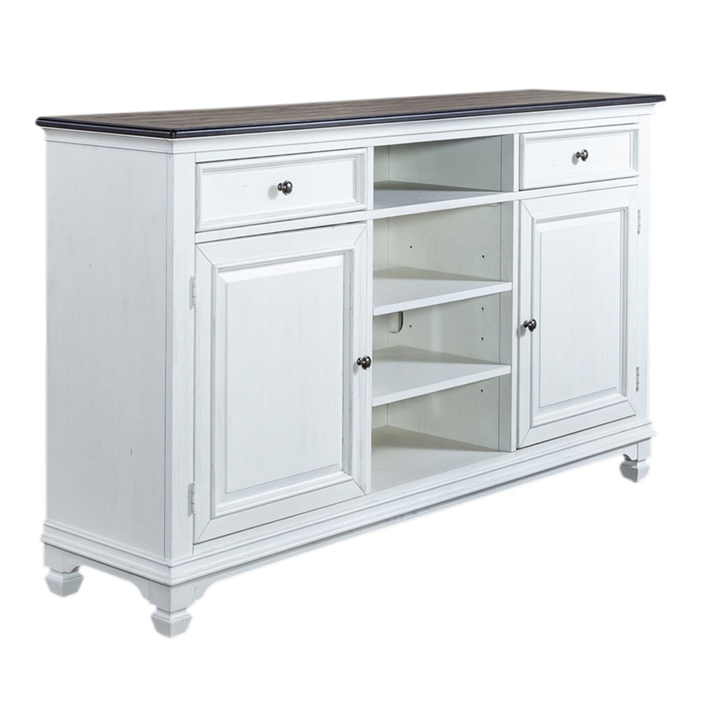 Allyson Park - 68" Highboy TV Console - Wirebrushed White / Charcoal