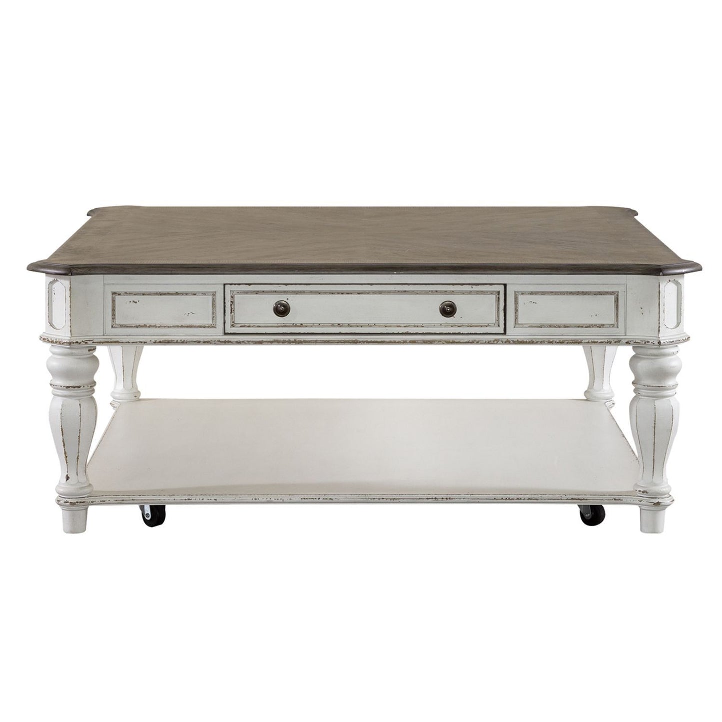 Magnolia Manor - Oversized Square Cocktail Table - Antique White