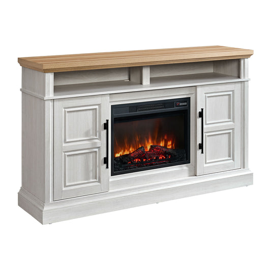 Villa - Console With 23" Fireplace Insert - White & Natural