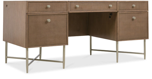 Sonnet - Sonnet Executive Desk - Dark Gray / Light Brown