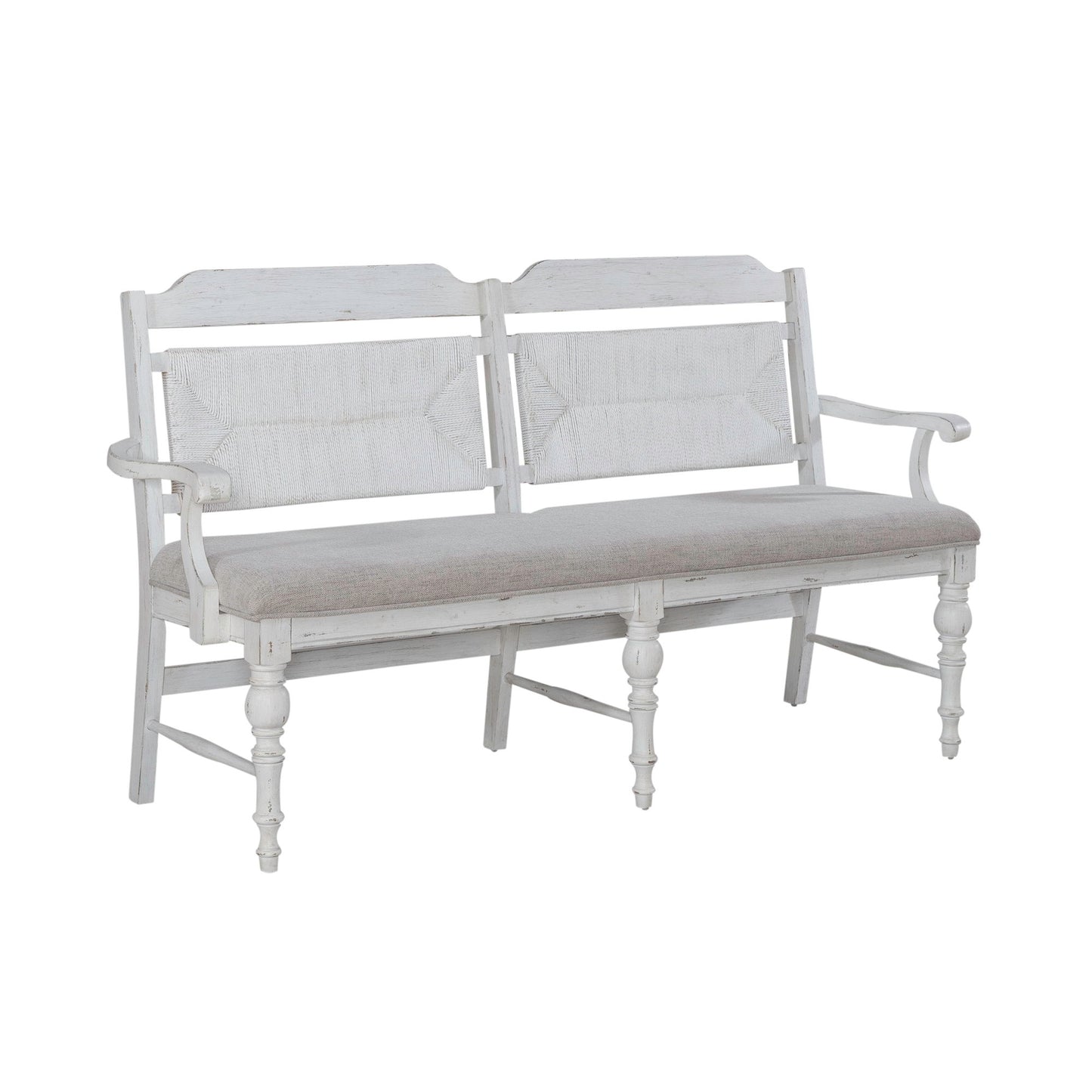 River Place - Panel Back Bench - Riverstone White & Tobacco