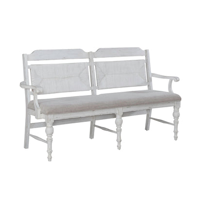 River Place - Panel Back Bench - Riverstone White & Tobacco